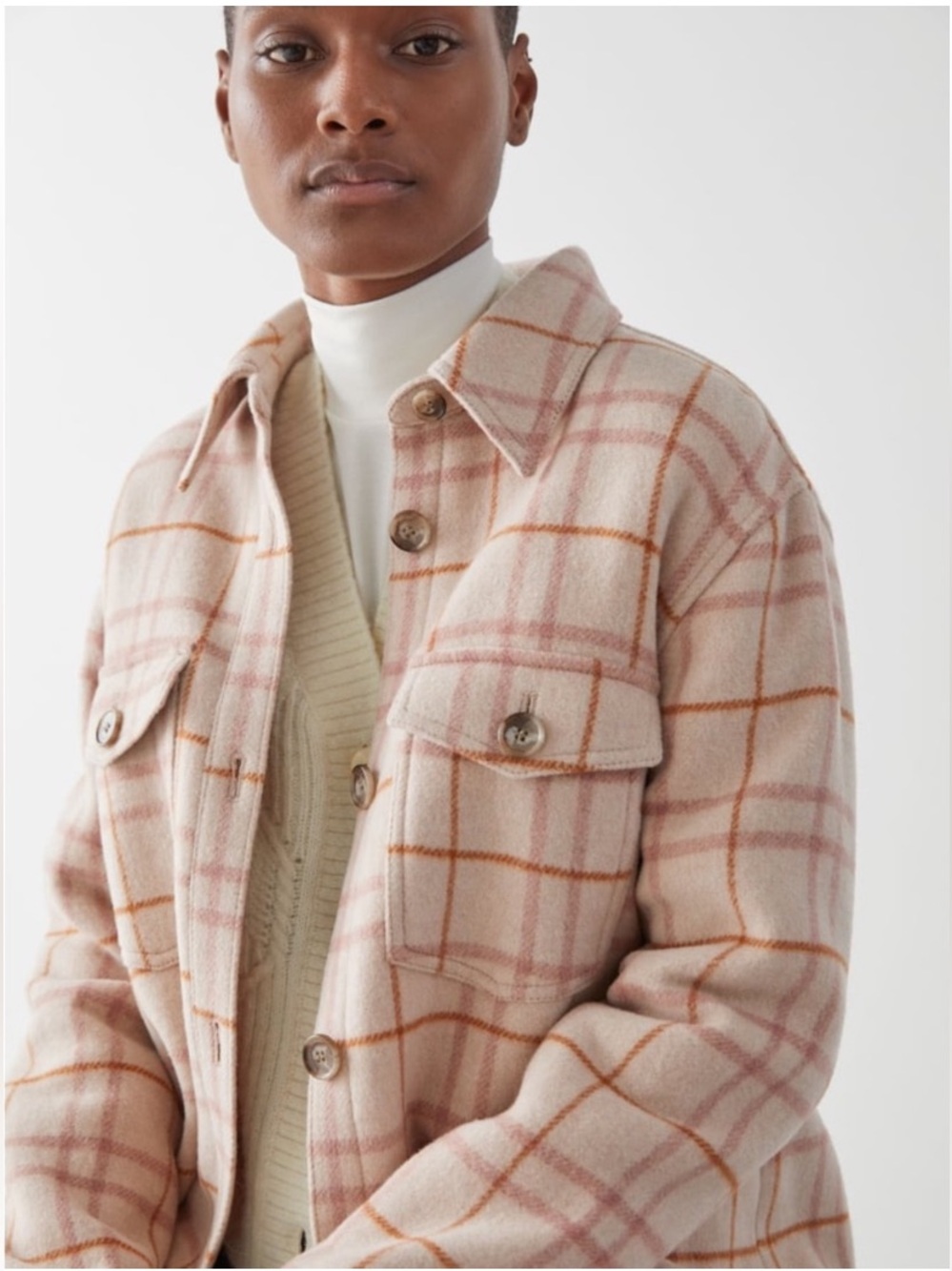 Joie Pink Tan Plaid Fleece Flannel Button Up Shirt Jacket Sz XS Cabincore Fall